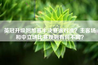 英冠升级附加赛半决赛谁对谁？主客场和中立场比赛规则有何不同？