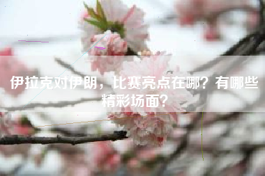 伊拉克对伊朗，比赛亮点在哪？有哪些精彩场面？