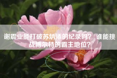 谢震业能打破苏炳添的纪录吗？ 谁能挑战博尔特的霸主地位？