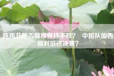 陈雨菲能否继续保持不败？  中国队能否顺利挺进决赛？