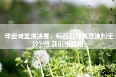 球迷喊重踢决赛，梅西进球真要被判无效？主裁说出真相！