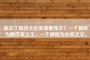 菲尔丁和莎士比亚谁更伟大？一个被称为剧作家之王，一个被称为小说之父。