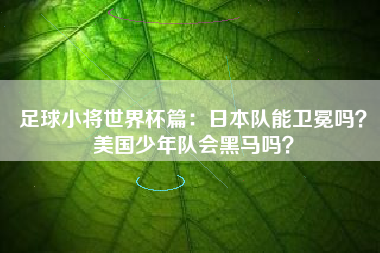 足球小将世界杯篇：日本队能卫冕吗？美国少年队会黑马吗？