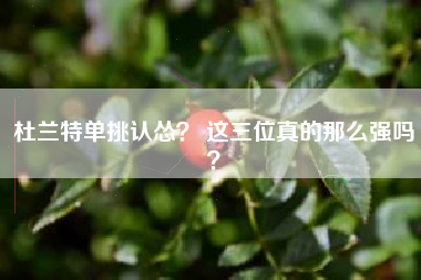 杜兰特单挑认怂？ 这三位真的那么强吗？