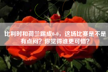 比利时和荷兰踢成0-0，这场比赛是不是有点闷？你觉得谁更可惜？