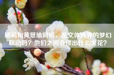 杨鸣和黄景瑜同框，是文体两界的梦幻联动吗？他们之间会擦出什么火花？