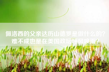 佩洛西的父亲达历山德罗是做什么的？难不成也是在美国政坛呼风唤雨？