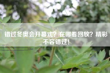 错过冬奥会开幕式？在哪看回放？精彩不容错过！