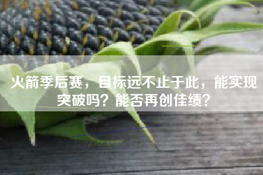 火箭季后赛，目标远不止于此，能实现突破吗？能否再创佳绩？