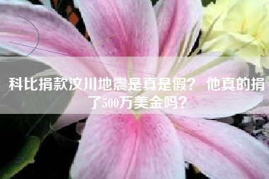 科比捐款汶川地震是真是假？ 他真的捐了500万美金吗？