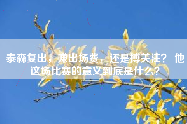 泰森复出，赚出场费，还是搏关注？ 他这场比赛的意义到底是什么？