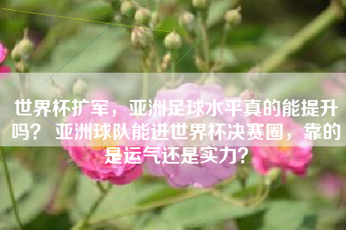 世界杯扩军，亚洲足球水平真的能提升吗？ 亚洲球队能进世界杯决赛圈，靠的是运气还是实力？