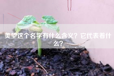美望这个名字有什么含义？它代表着什么？
